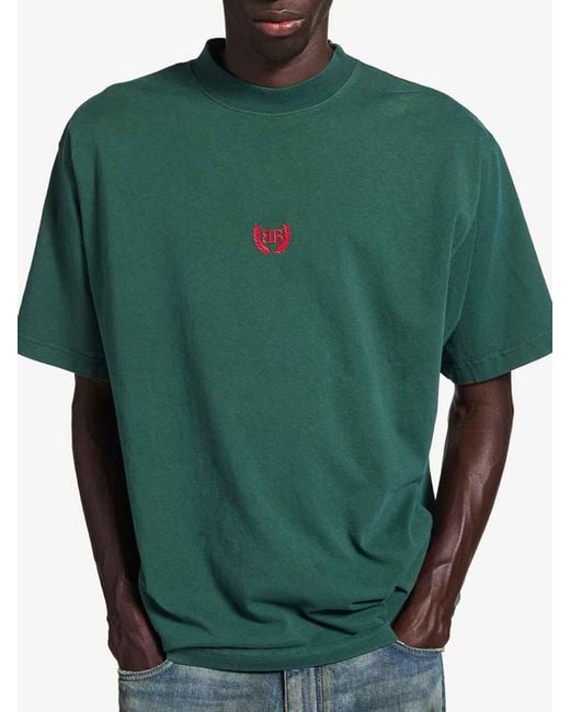 Balenciaga Green Laurel Medium Fit Jersey Classic T-Shirt for men