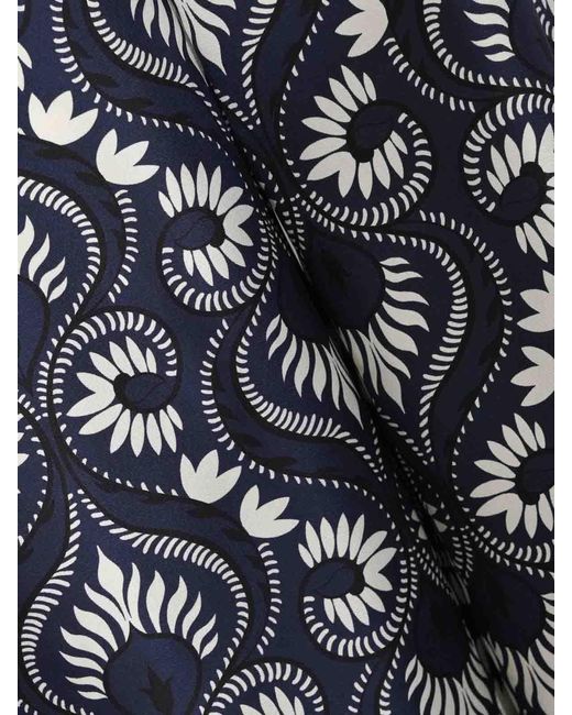 Weekend by Maxmara Blue Fluid Wkductic Printed Silk Trousers