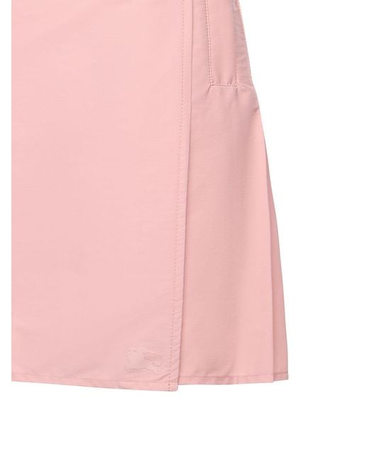 Burberry Pink Stretch Nylon Mini Skirt With Pleats