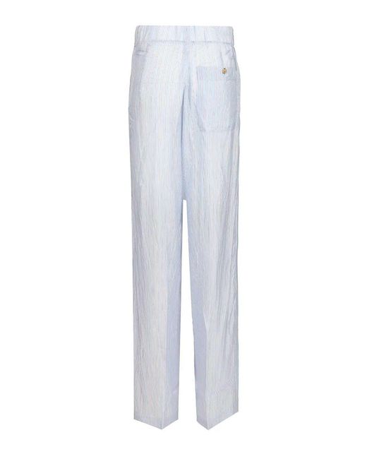 Dries Van Noten White Striped Wide-Leg Trousers