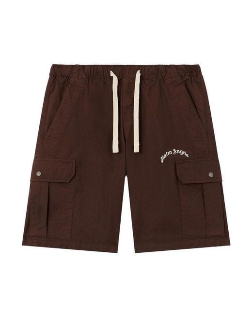 Palm Angels Brown Bermuda Cargo With Logo for men