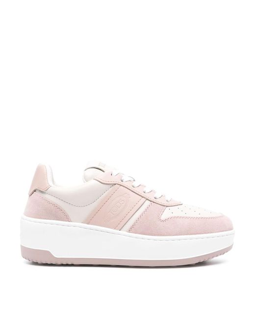 Tod's Pink Leather Platform Sneakers