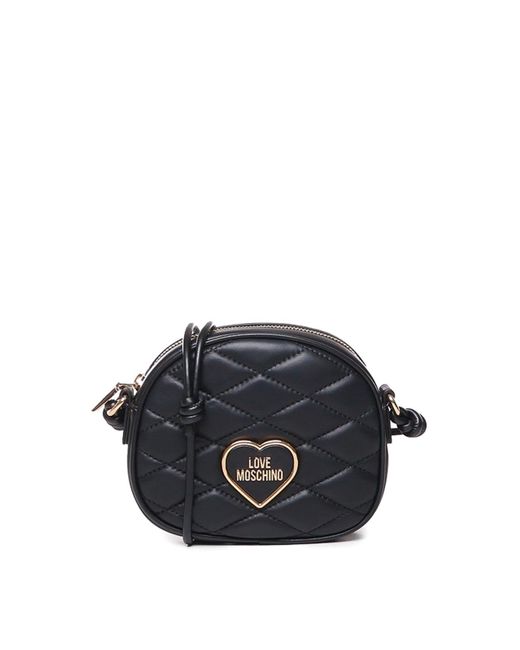 Love Moschino Black Quilted Shoulder Bag With Logo Writing