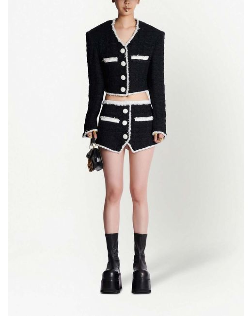 Balmain Black Tweed Mini Skirt