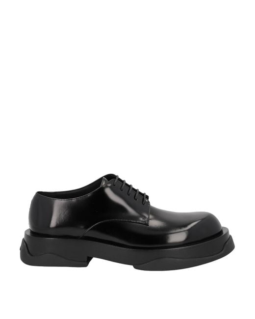 Jil Sander Black Lace-up Shoe In Brushed Leather for men