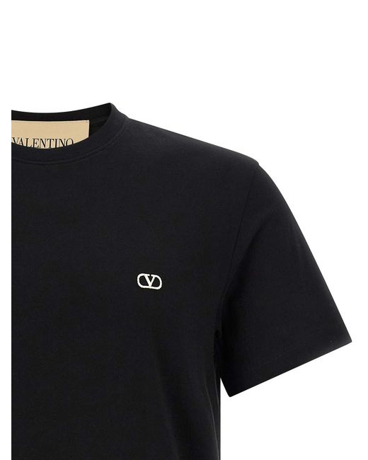 Valentino Garavani Black 'Vlogo' Embroidery T-Shirt for men