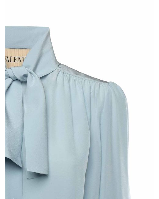 Valentino Garavani Blue Crepe De Chine Shirt
