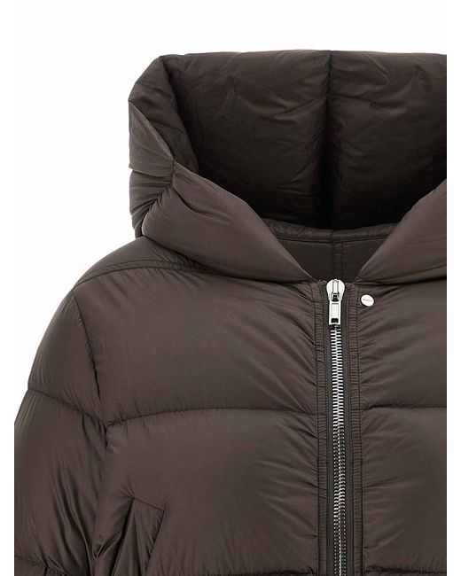 Rick Owens Brown Quilted Nylon Down Jacket