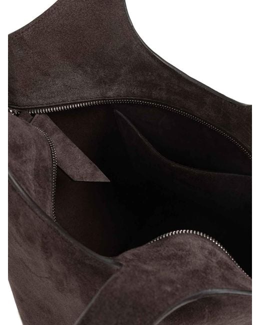 The Attico Black Medium Suede Shoulder Bag