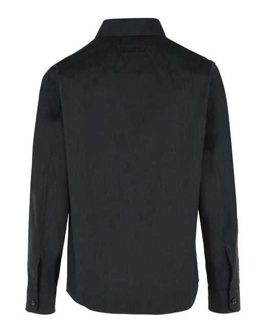 Zegna Blue Stretch Cotton Overshirt for men