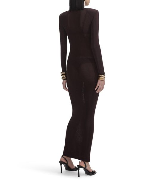 Self-Portrait Brown Viscose Knit Maxi Dress