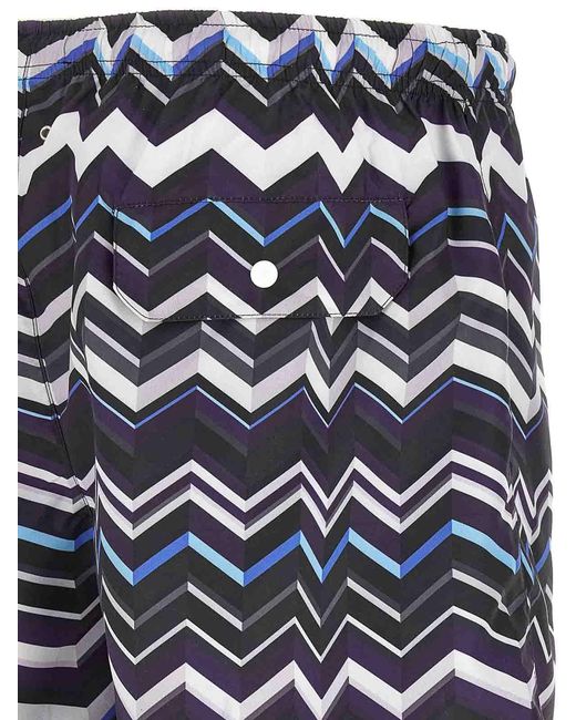 Missoni Blue Irregular Zig Zag Swimsuit for men
