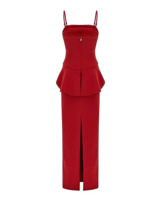 ROTATE BIRGER CHRISTENSEN Red 3D Floral Detail Dress