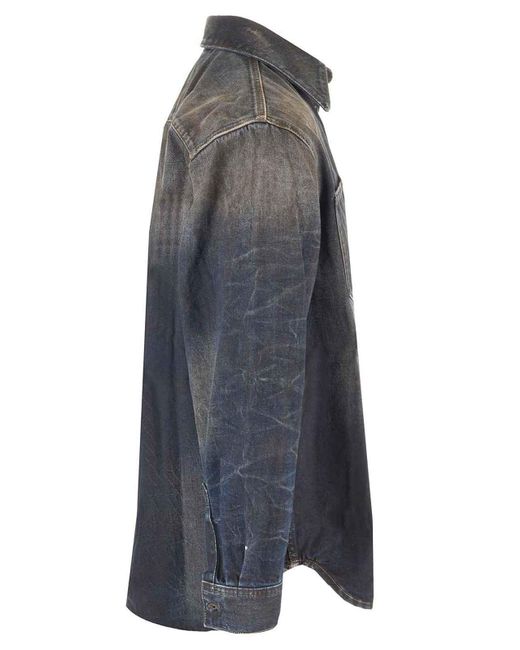 Acne Gray Relaxed Fit Denim Shirt for men