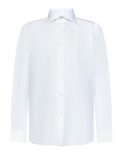 Franzese Collection White Cotton And Linen Shirt for men