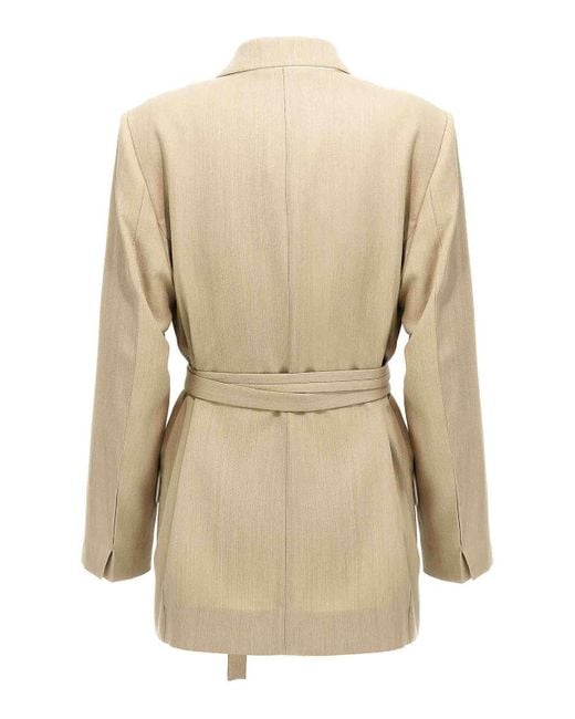 Victoria Beckham Natural Belt Blazer