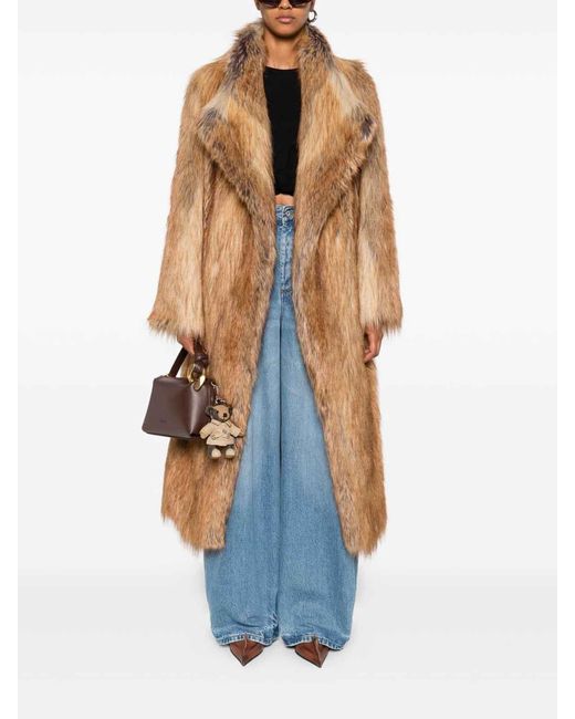 BB COUTURE Brown Wool Ecofur Coat