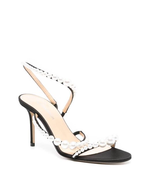 Mach & Mach Metallic Sirene Satin Round Toe Pearl Sandals