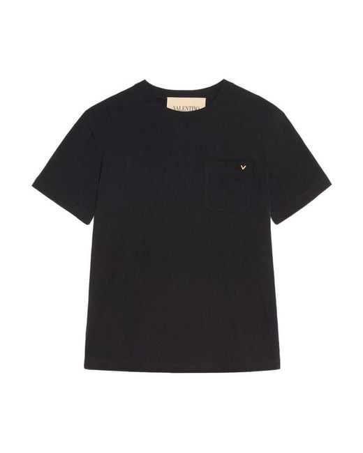 Valentino Garavani Black Cotton T-Shirt With Vgold for men