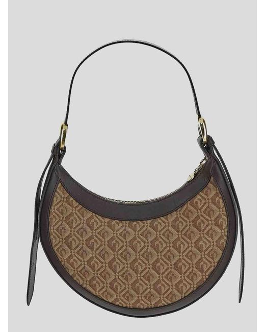 MARINE SERRE Gray Hobo Bag In Brown Textile With Moon Jacquard