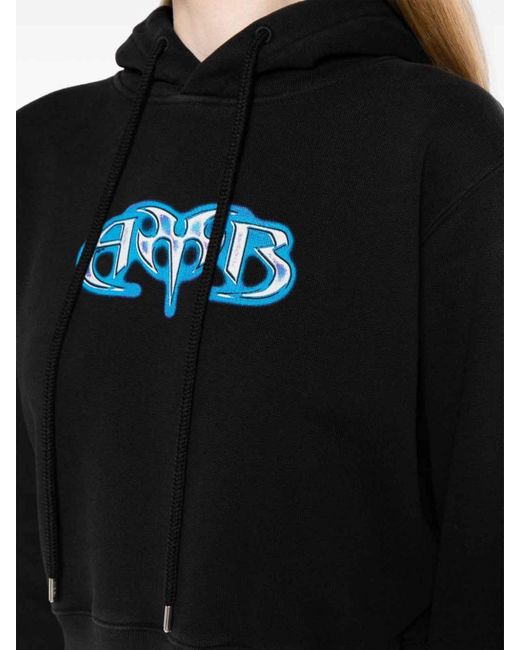 Ambush Black Logo-Print Cotton Hoodie