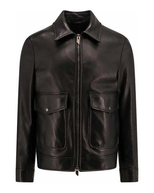 Salvatore Santoro Black Leather Jackets for men