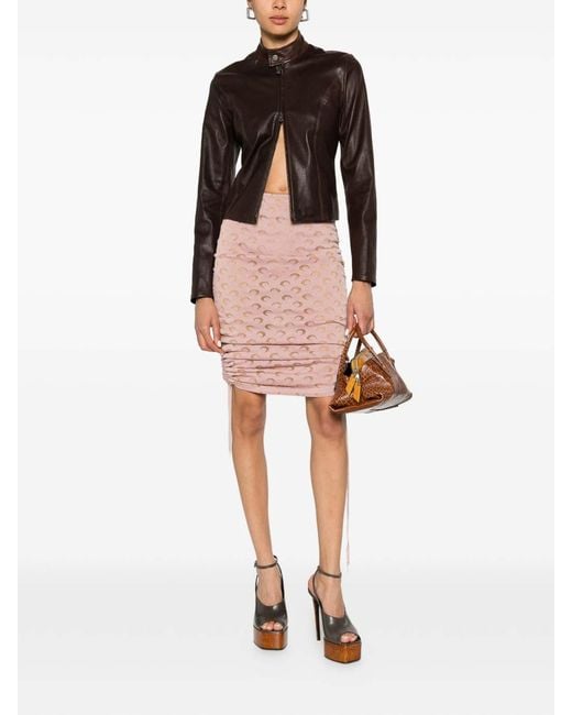 MARINE SERRE Pink Moon Devore Skirt