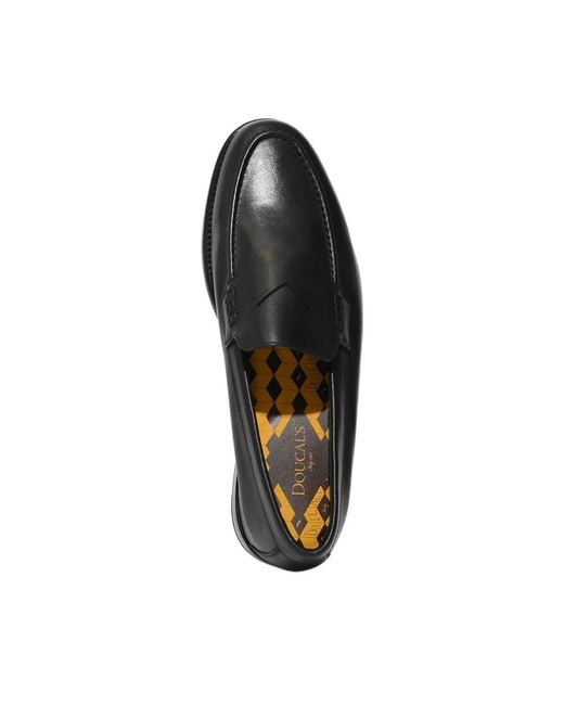 Doucal's Black Leather Penny Moccasin for men