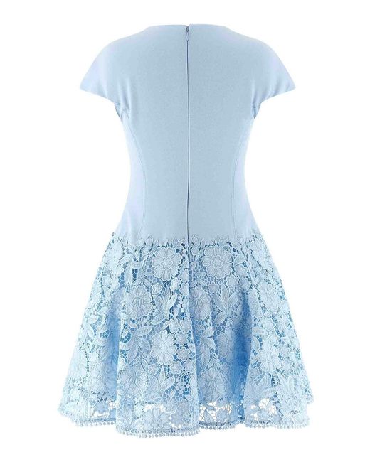 Self-Portrait Blue Crepe Lace Dress