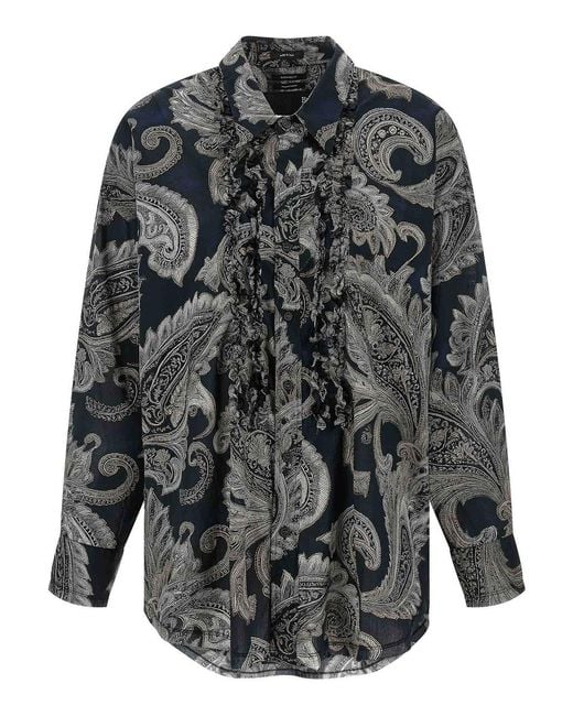 R13 Gray Paisley Print Shirt