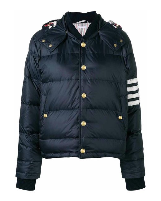 Thom Browne Blue 4-Bar Matte Nylon Bomber for men