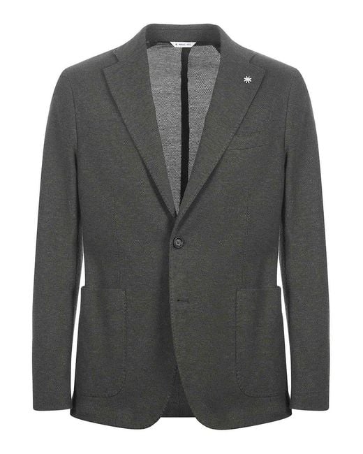 Manuel Ritz Black Honeycomb Cotton Jacket for men