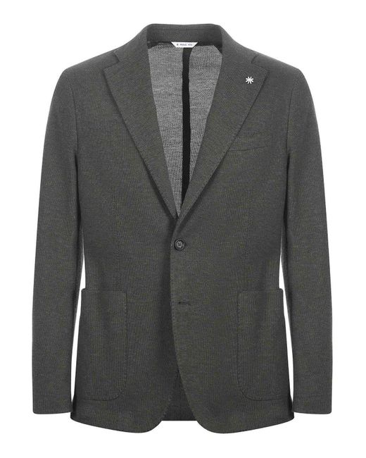 Manuel Ritz Black Honeycomb Cotton Jacket for men