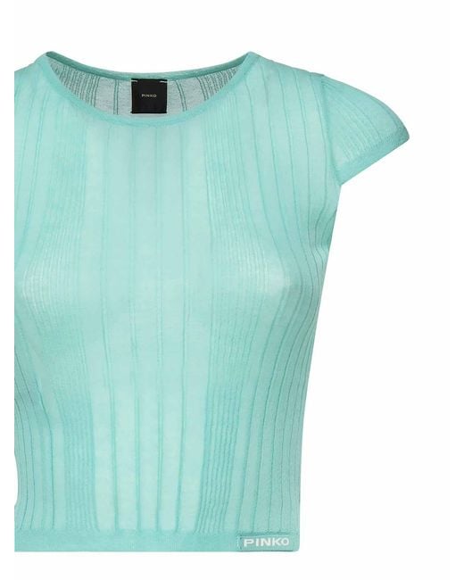 Pinko Green Tambora Ribbed Sweater