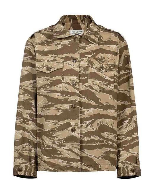 Nili Lotan Brown Camouflage Shirt