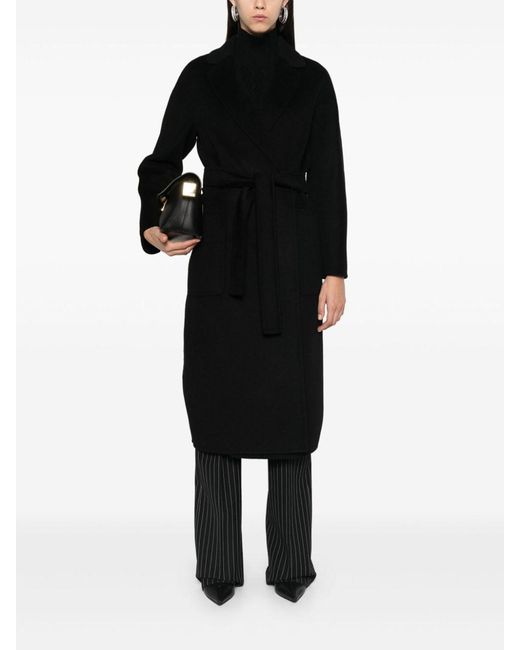 Max Mara Black Wool And Cashmere Dressing Gown Coat