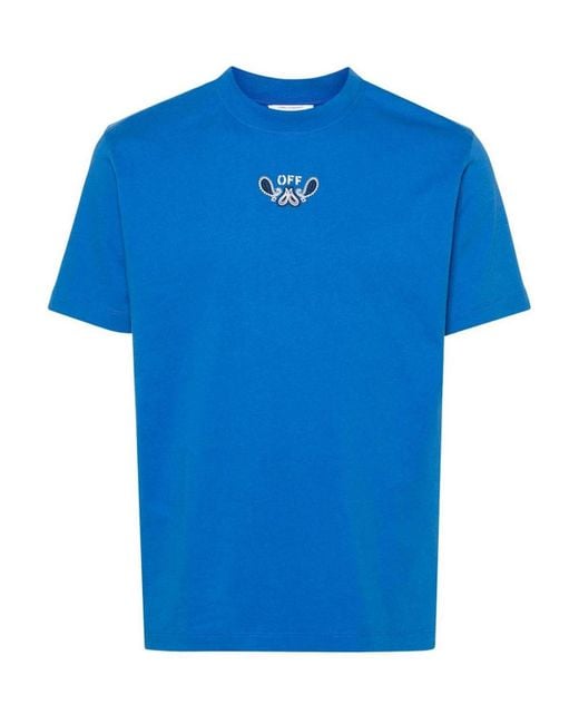 Off-White c/o Virgil Abloh Blue Off- Logo Cotton T-Shirt for men