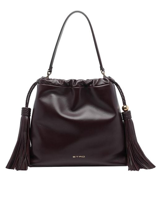 Etro Black Bordeaux Medium Kalispera Handbag