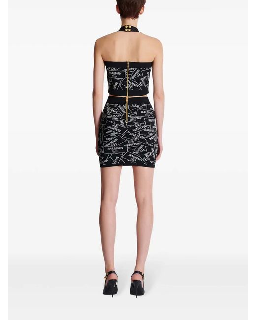 Balmain Black Short Knit Skirt