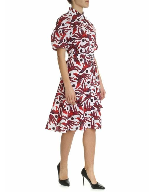 KENZO Red Belted And Shirting Dress