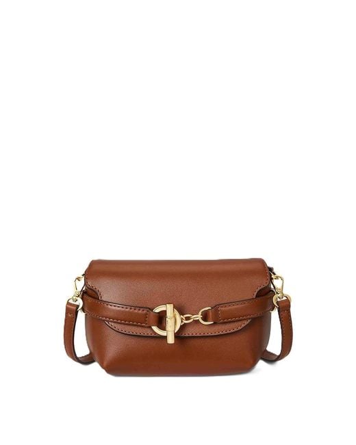 Ralph Lauren Brown Crs-Crossbody-Small-Natural Smth Leathr