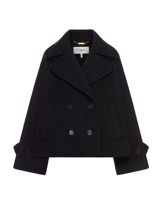 Chloé Black Oversized Short Wool Coat