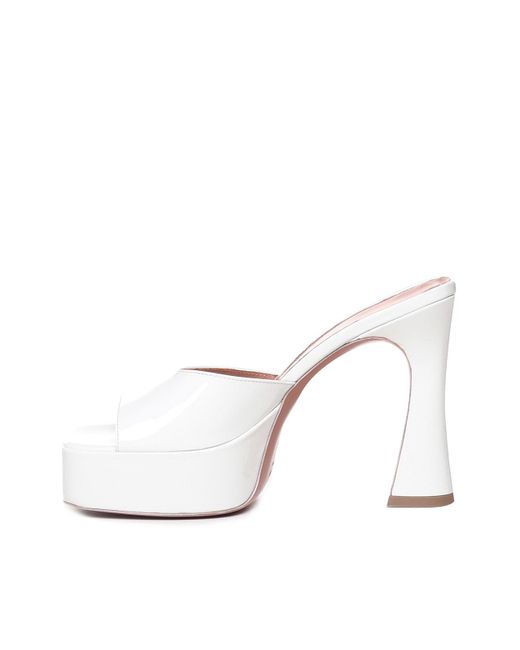 Giuliano Galiano White Charlie Mules In Patent Leather