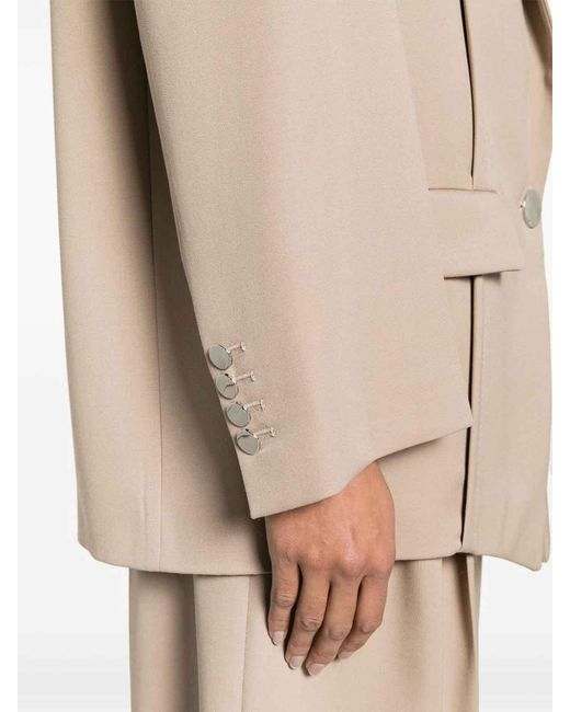 The Attico Natural Oversized Blazer Silhouette Peak Lapels
