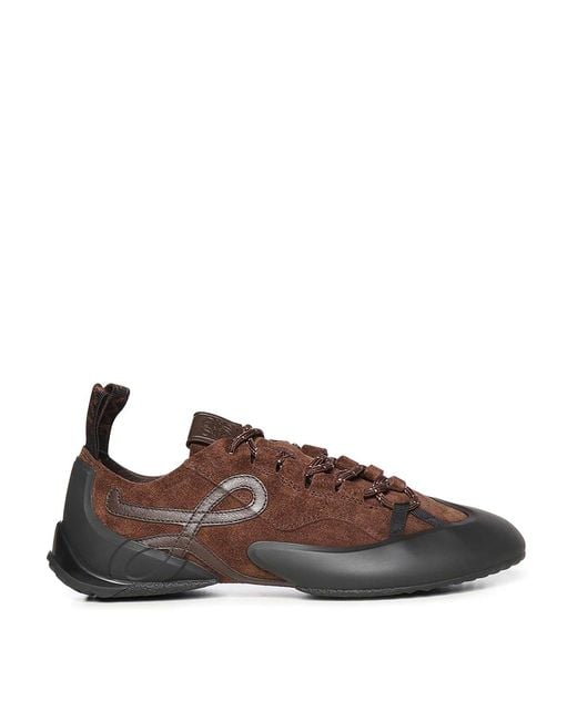Loewe Brown Suede Grip Sneaker
