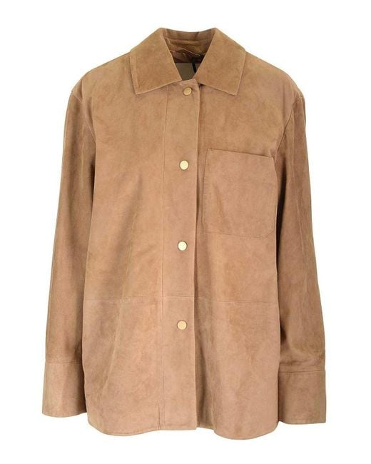 Max Mara Brown Fresia Suede Overshirt