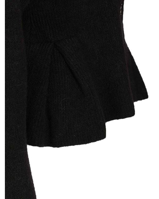 ROTATE BIRGER CHRISTENSEN Black Peplum Cardigan