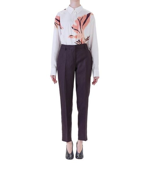 Paul Smith Blue Linen Pleated Trousers