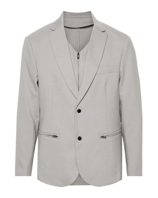 Emporio Armani Gray Wool Blend Single-breasted Blazer Jacket for men