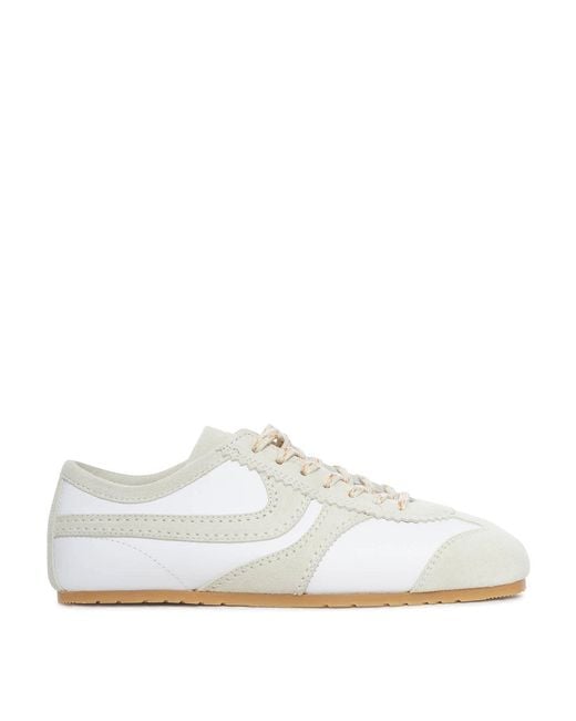 Dries Van Noten White Two-Tone Leather And Suede Sneakers